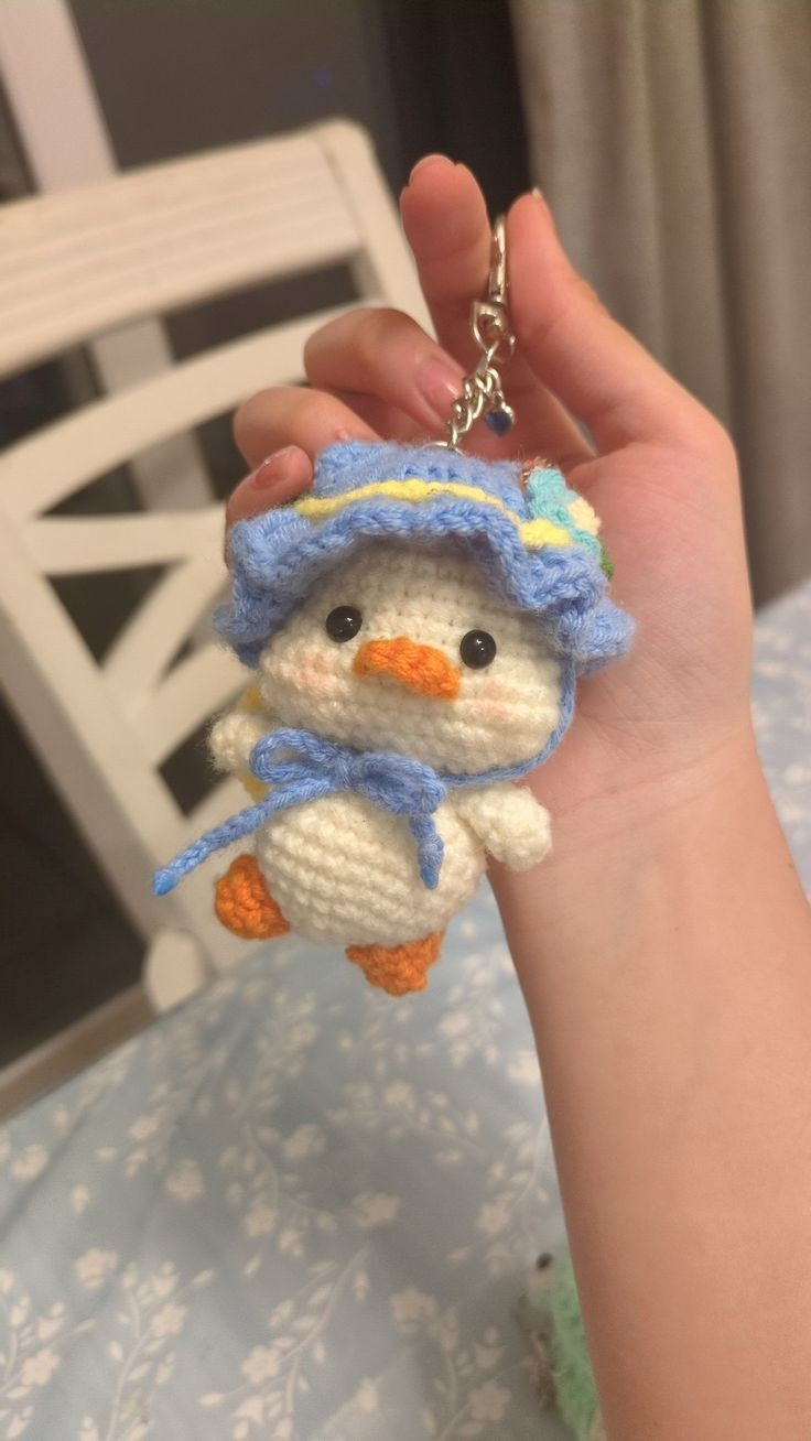 Duck Amigurumi Keychain Crochet Pattern | Mini Duckling with Removable Bonnet Hat | Beginner Amigurumi | PDF Instant Download