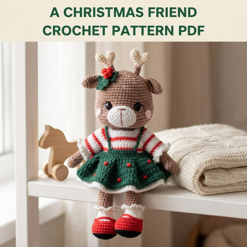 Reindeer Girl Amigurumi Doll Crochet Pattern PDF – Christmas Toy
