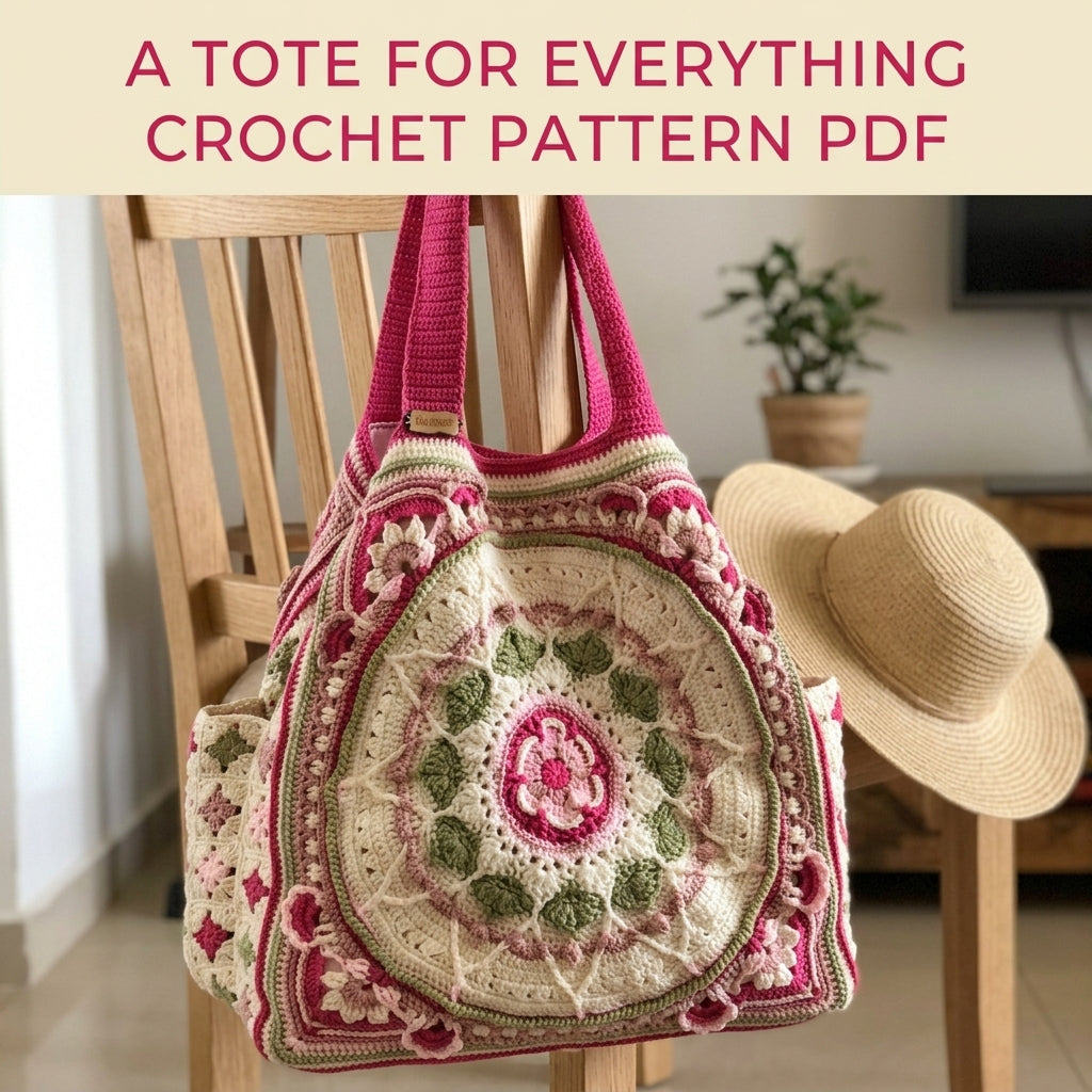 Mandala Medallion Tote Crochet Pattern PDF – Large Crochet Bag with Mandala