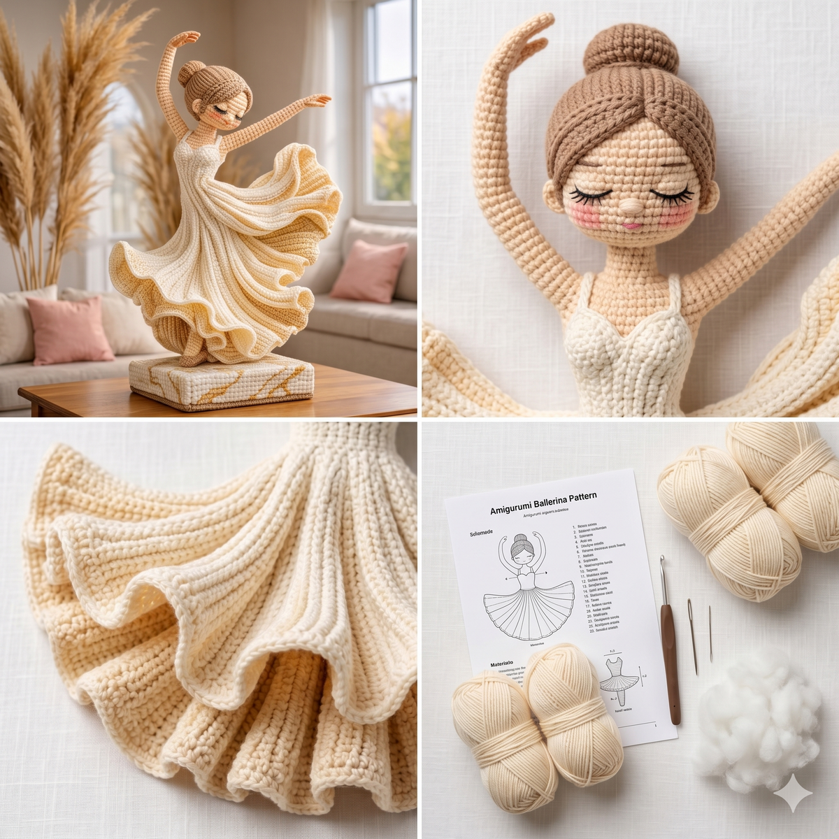 Ballet Dancer Crochet Pattern PDF, Ballerina Amigurumi Doll, Elegant Princess Doll, Ruffle Dress Crochet Tutorial