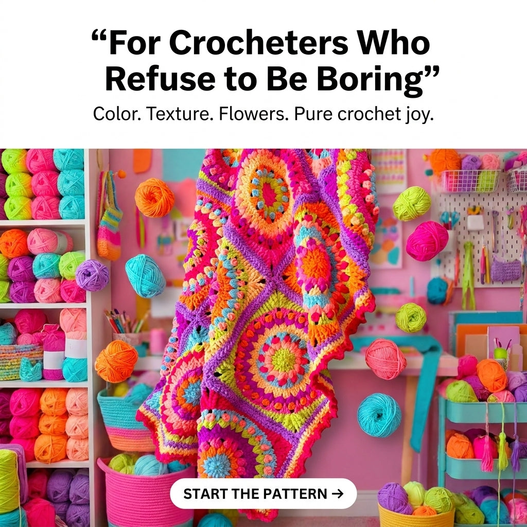 Neon Rainbow Puff Granny Square Blanket Crochet Pattern