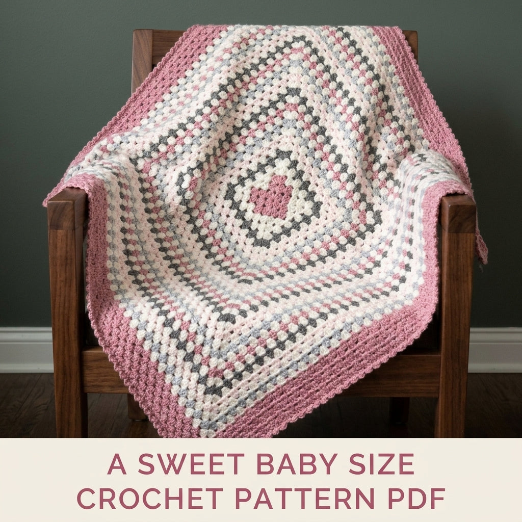 Heart Centre Granny Blanket Crochet Pattern PDF – Giant Granny Square with Heart