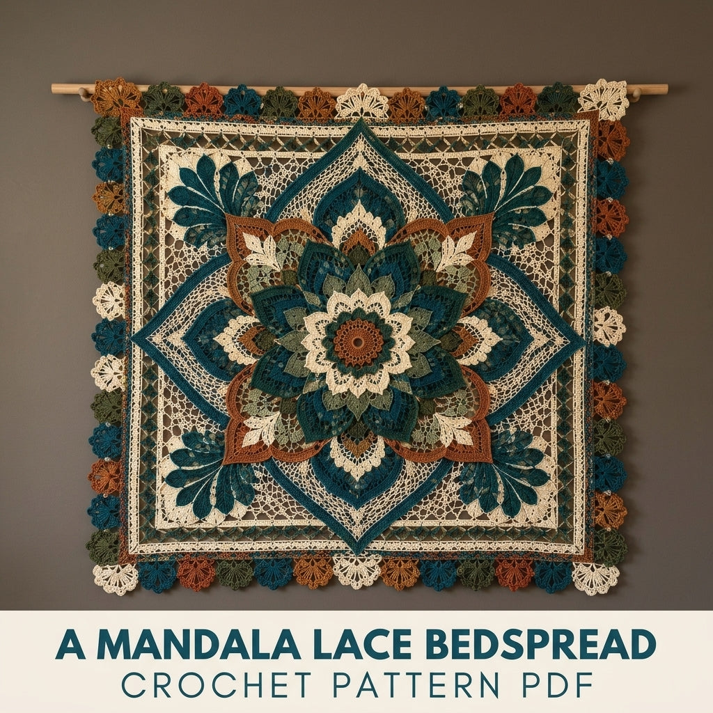 Mandala Lace Bedspread Crochet Pattern PDF – Heirloom Lace Coverlet