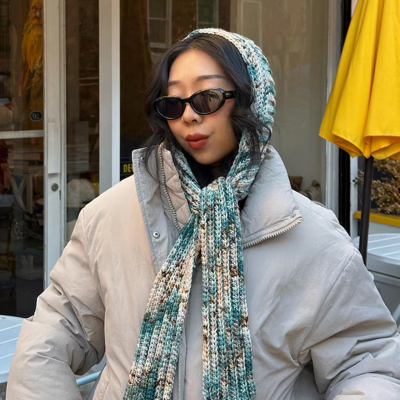 Crochet Bow Bonnet Hood Scarf Pattern