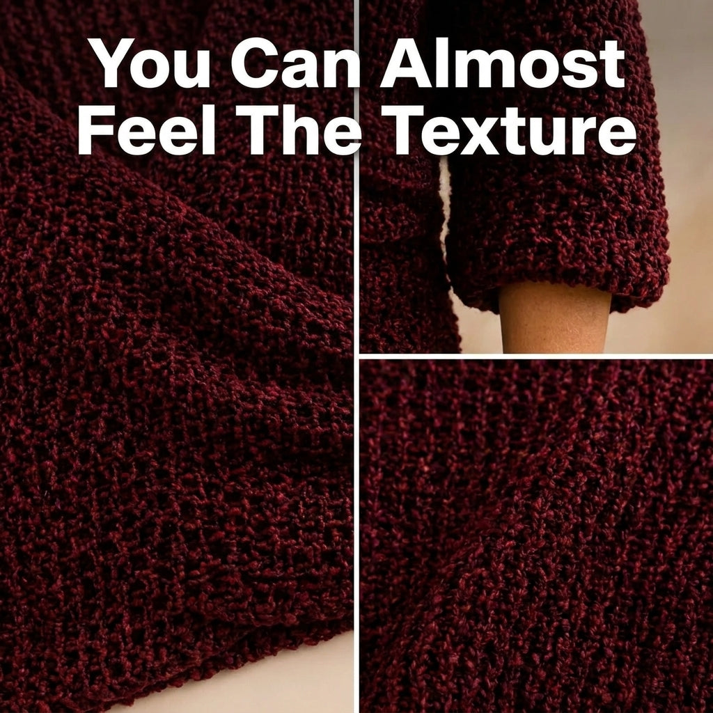 Wrap Front Sweater Crochet Pattern — Textured Surplice Jumper with 3/4 Sleeves, Sizes XS–3XL, US Terms, PDF Download