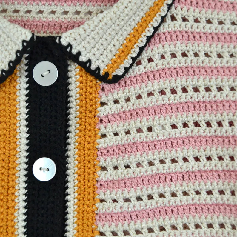 Crochet Button up Shirt Pattern for women - Crochet Summer Top Pattern - Women Size (S to XXL) - Pdf Files in English & French