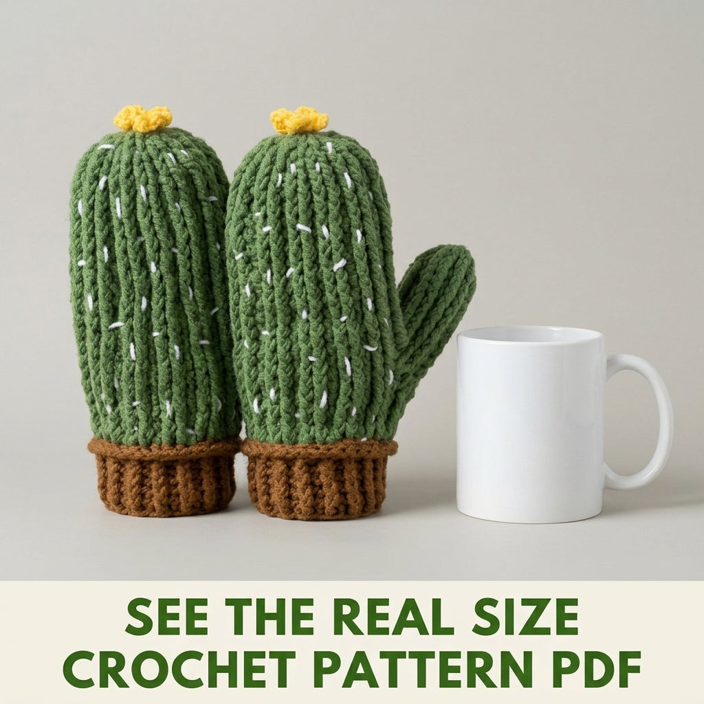 Cactus Mittens Crochet Pattern PDF – Chunky Winter Mittens