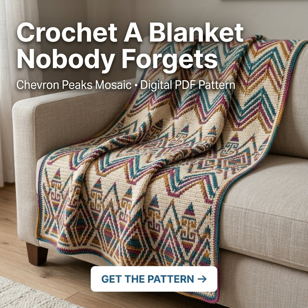 Chevron Mosaic Crochet Blanket Pattern PDF, Overlay Mosaic Throw, Chevron and Diamond Blanket, Chart and Written Rows, 2 Sizes