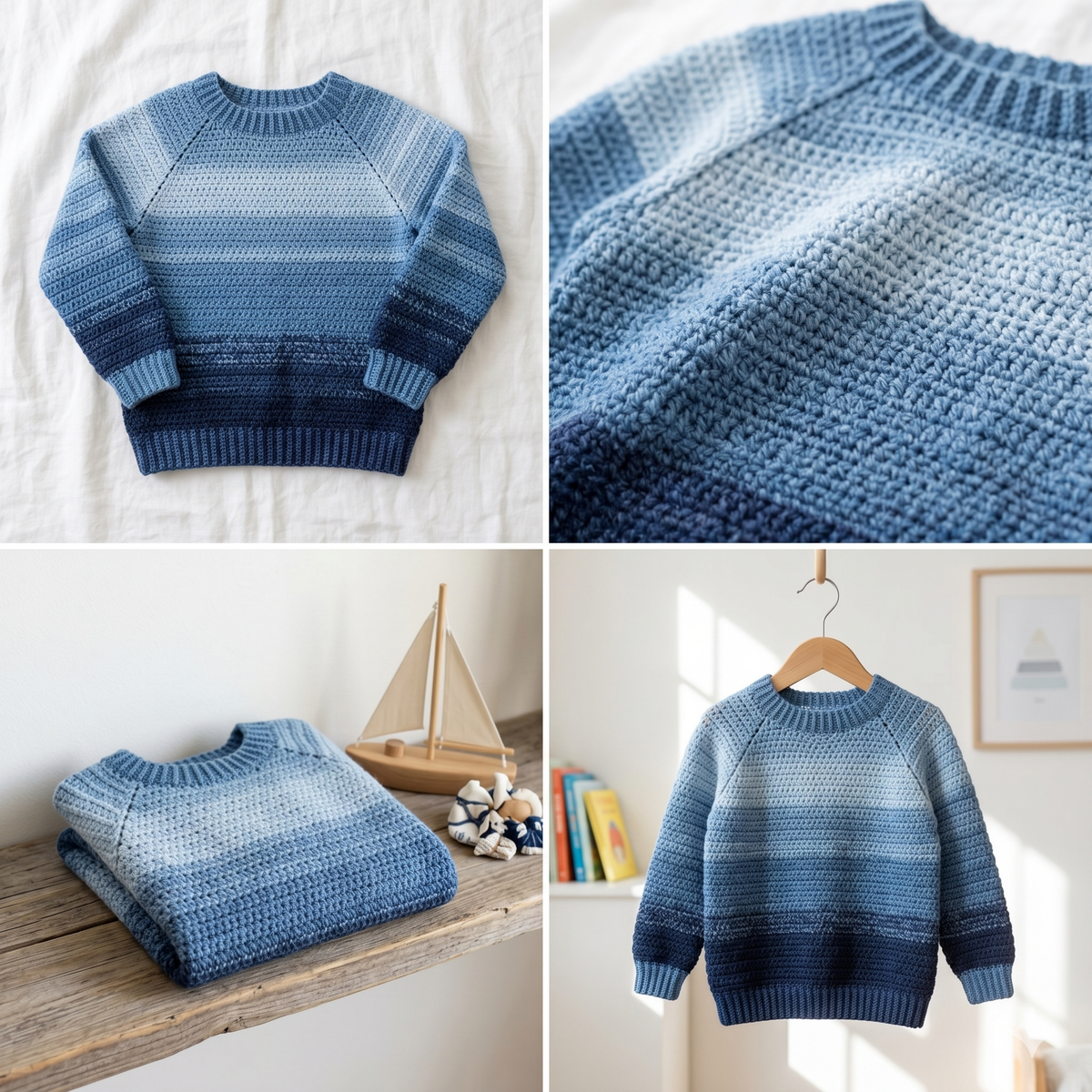 CROCHET PATTERN & VIDEO/ Athabasca Falls Children's Pullover, Easiest Children's Crochet Sweater, Easy Children's Pullover Pattern, Beginner