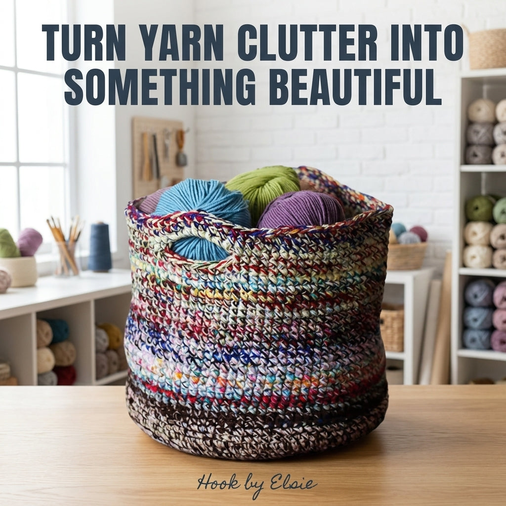 Scrap-Happy Yarn Basket Crochet Pattern