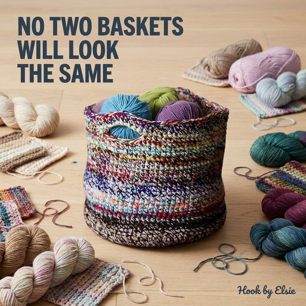 Scrap-Happy Yarn Basket Crochet Pattern