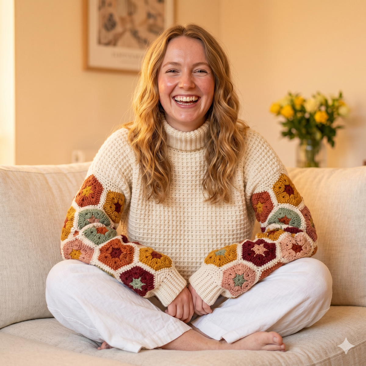 Crochet pattern, Crochet African flower sweater PDF Pattern, chunky oversized sweatshirt video tutorial, women winter jumper, cozy pullover