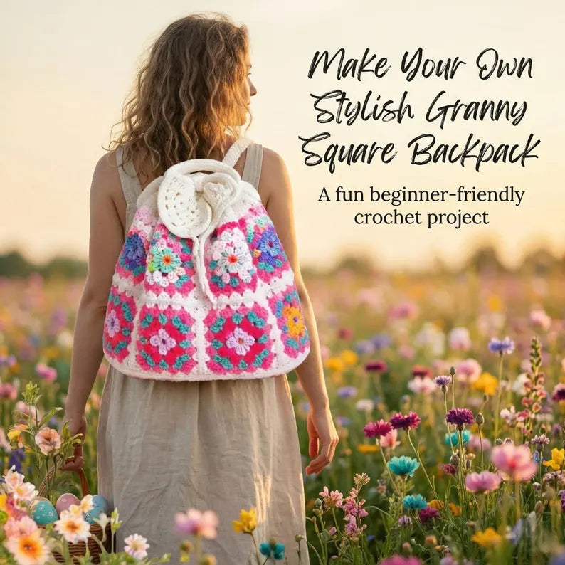 Crochet Backpack Pattern PDF, Granny Square Backpack Pattern, Boho Crochet Bag Pattern, Beginner Crochet Backpack, DIY Crochet Bag Tutorial