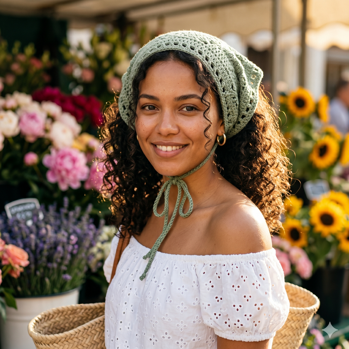 Crochet Bandana Pattern: Pink Granny Square Headscarf (PDF Tutorial)