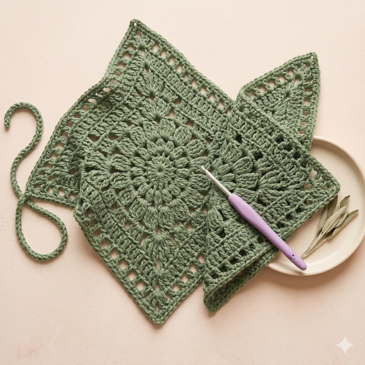 Crochet Bandana Pattern: Pink Granny Square Headscarf (PDF Tutorial)