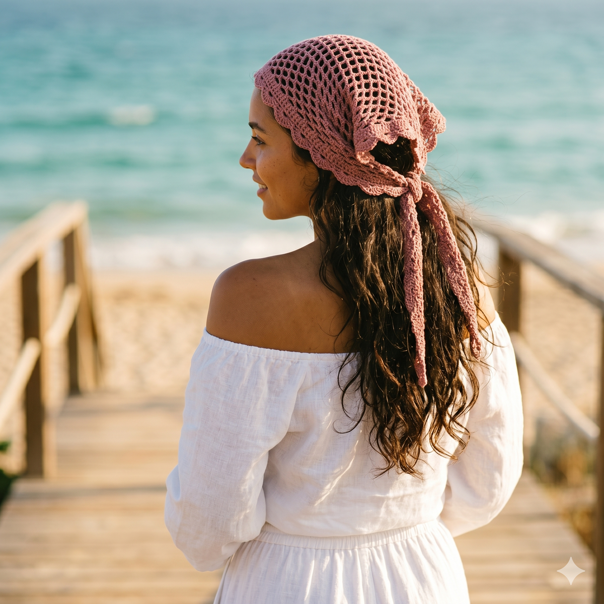 Crochet Bandanna PDF Pattern | Mesh Hair Scarf | Boho Headscarf | Summer Hip Wrap | Summer Crochet Tee | Digital Download | Crochet Pattern