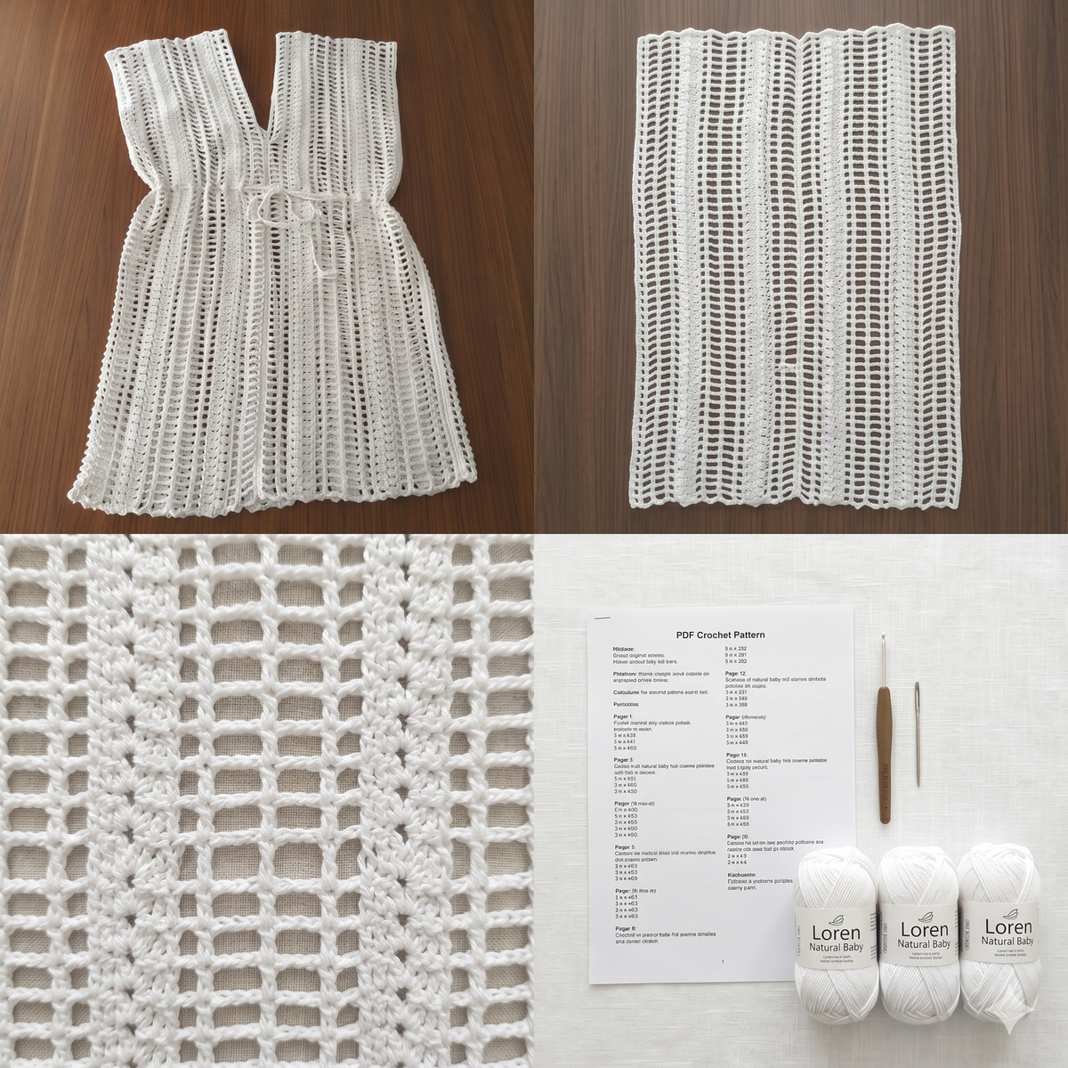 Crochet Beach Dress Pattern, Easy Boho Summer Cover Up, Beginner Friendly PDF