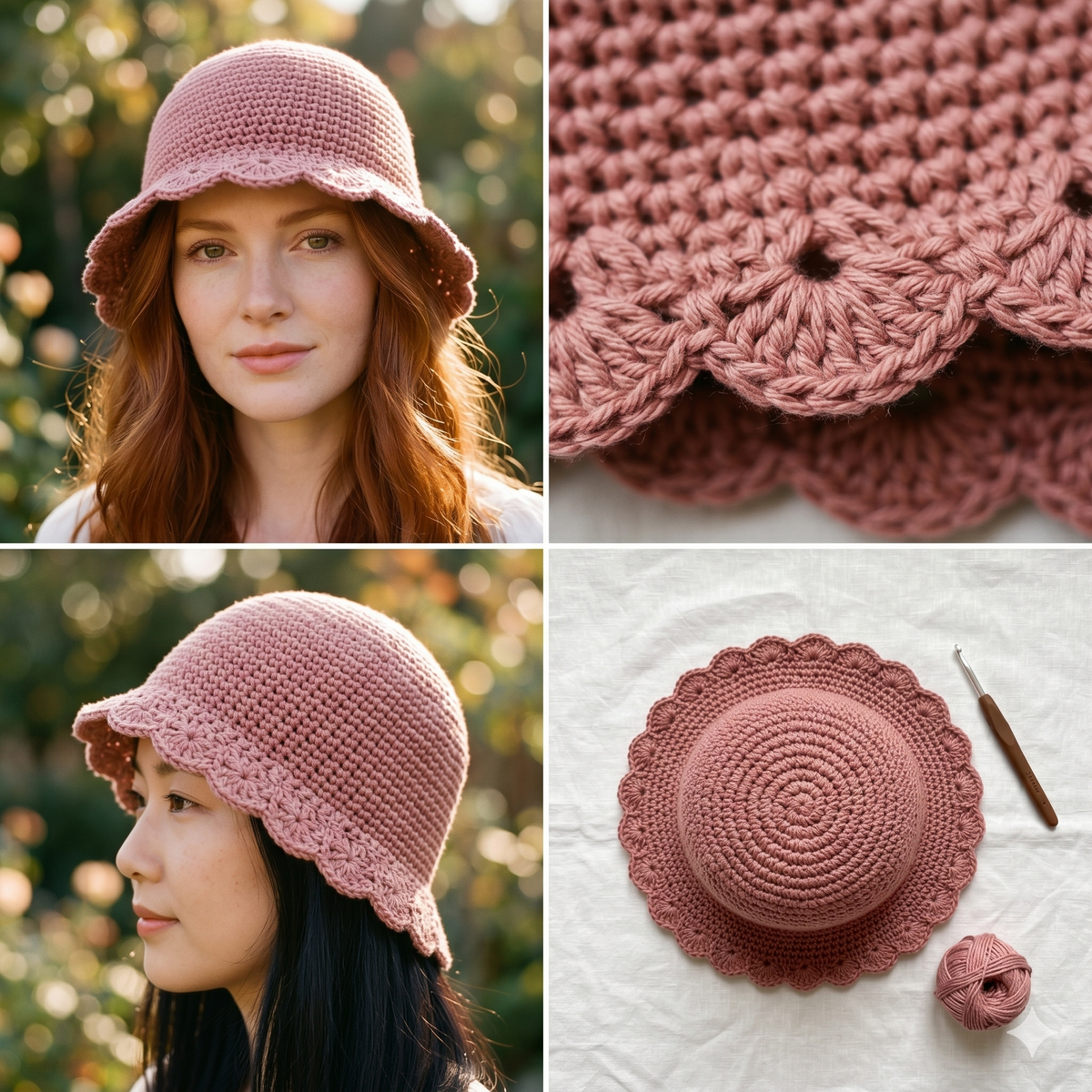 Crochet Bucket Hat Pattern PDF | Scallop Edge Sun Hat (Digital Download)