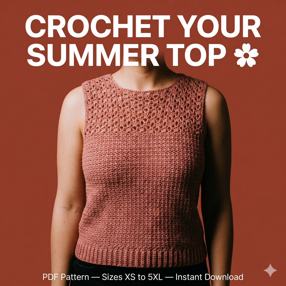 Summer Crochet Top Pattern, Chantilly Crochet Summer Top, Crochet Lace Top, Sleeveless Crochet Top, Summer Crochet Top PDF Crochet Pattern