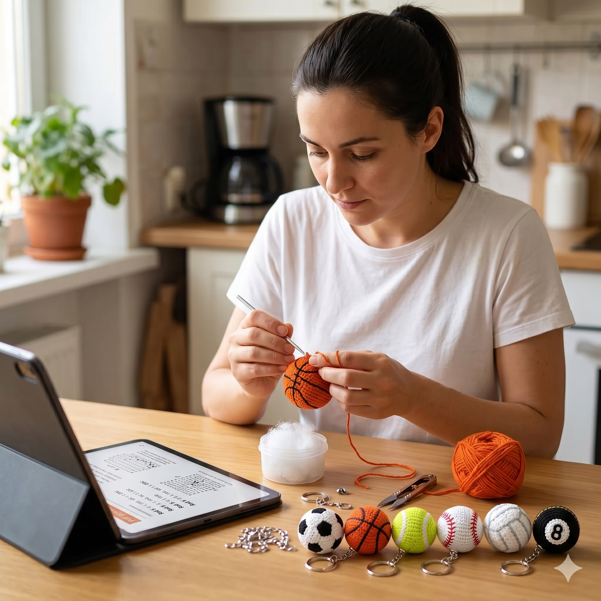 Crochet Sports Ball Keychain Pattern Bundle, Mini Amigurumi Set PDF (Digital Download)