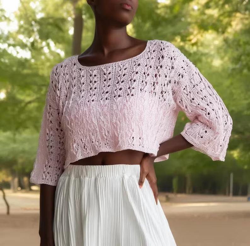 Crochet Crop Top Pattern PDF, Boho Lace Crochet Top, Summer Crochet Sweater, Womens Crochet Blouse Pattern, Easy DIY Top