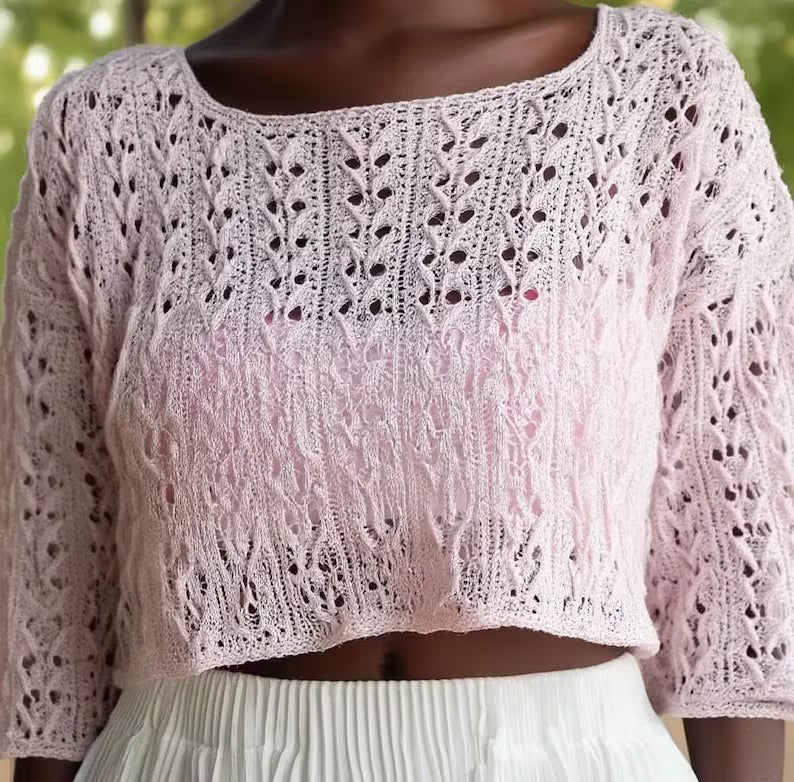 Crochet Crop Top Pattern PDF, Boho Lace Crochet Top, Summer Crochet Sweater, Womens Crochet Blouse Pattern, Easy DIY Top