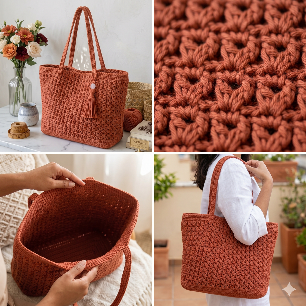 Crochet Tote Bag Pattern | Crochet Shoulder Bag | Textured Handmade Tote Bag | DIY Cotton Handbag (PDF Download)