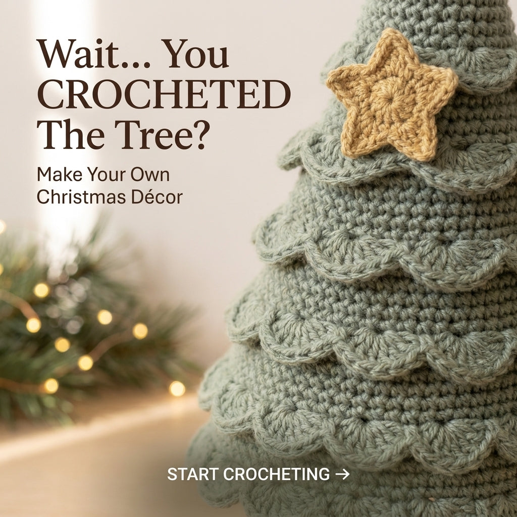 Crochet Christmas Tree Pattern – 3 Sizes, Scalloped Tabletop Trees