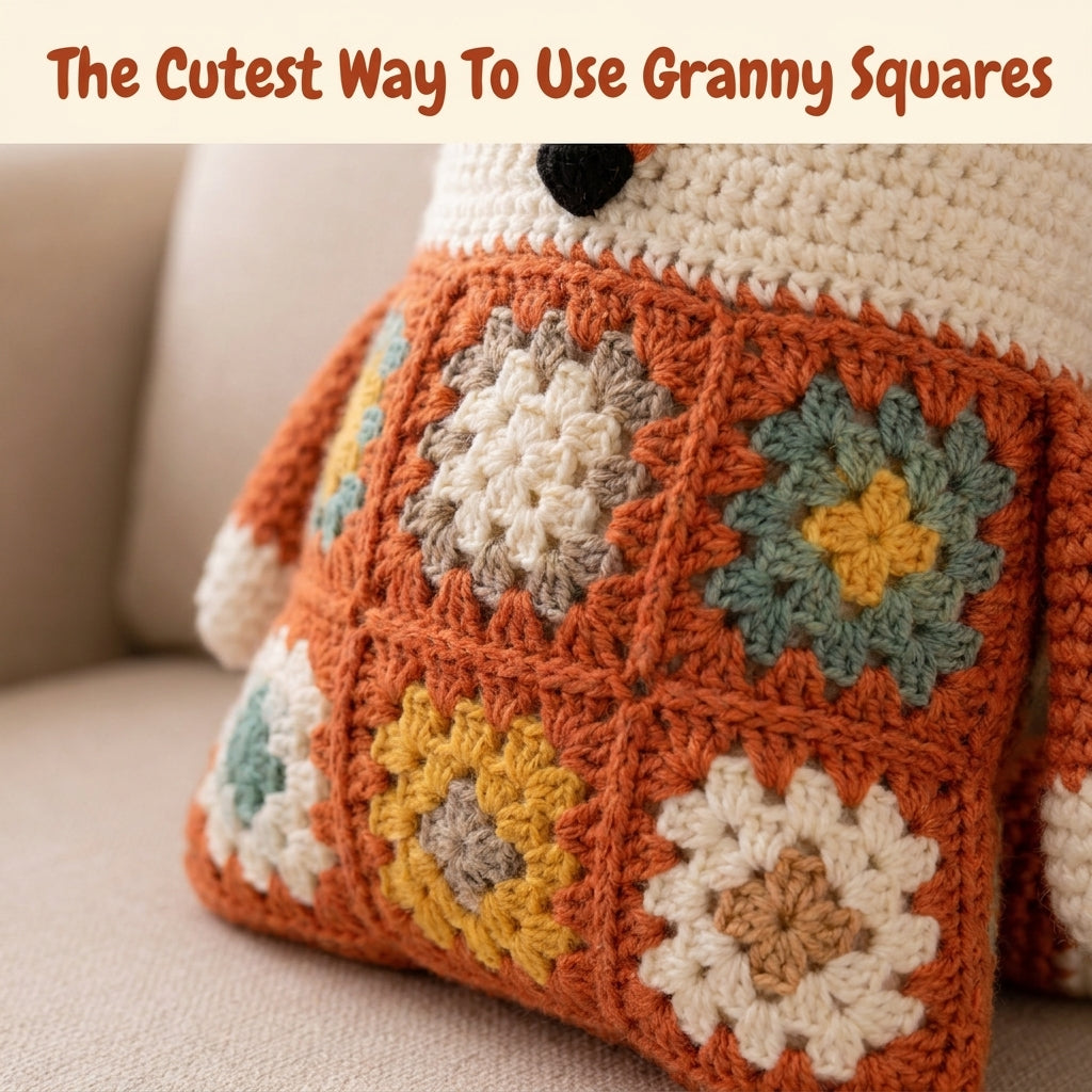 Granny Square Animal Cushion Crochet Pattern — Bear, Fox, Cat and Bunny, 4 Patterns in 1, US Terms, PDF Download