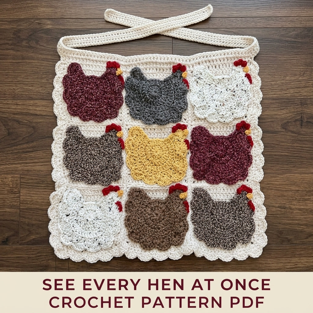 Hen Pocket Egg Apron Crochet Pattern PDF – Chicken Egg Gathering Apron