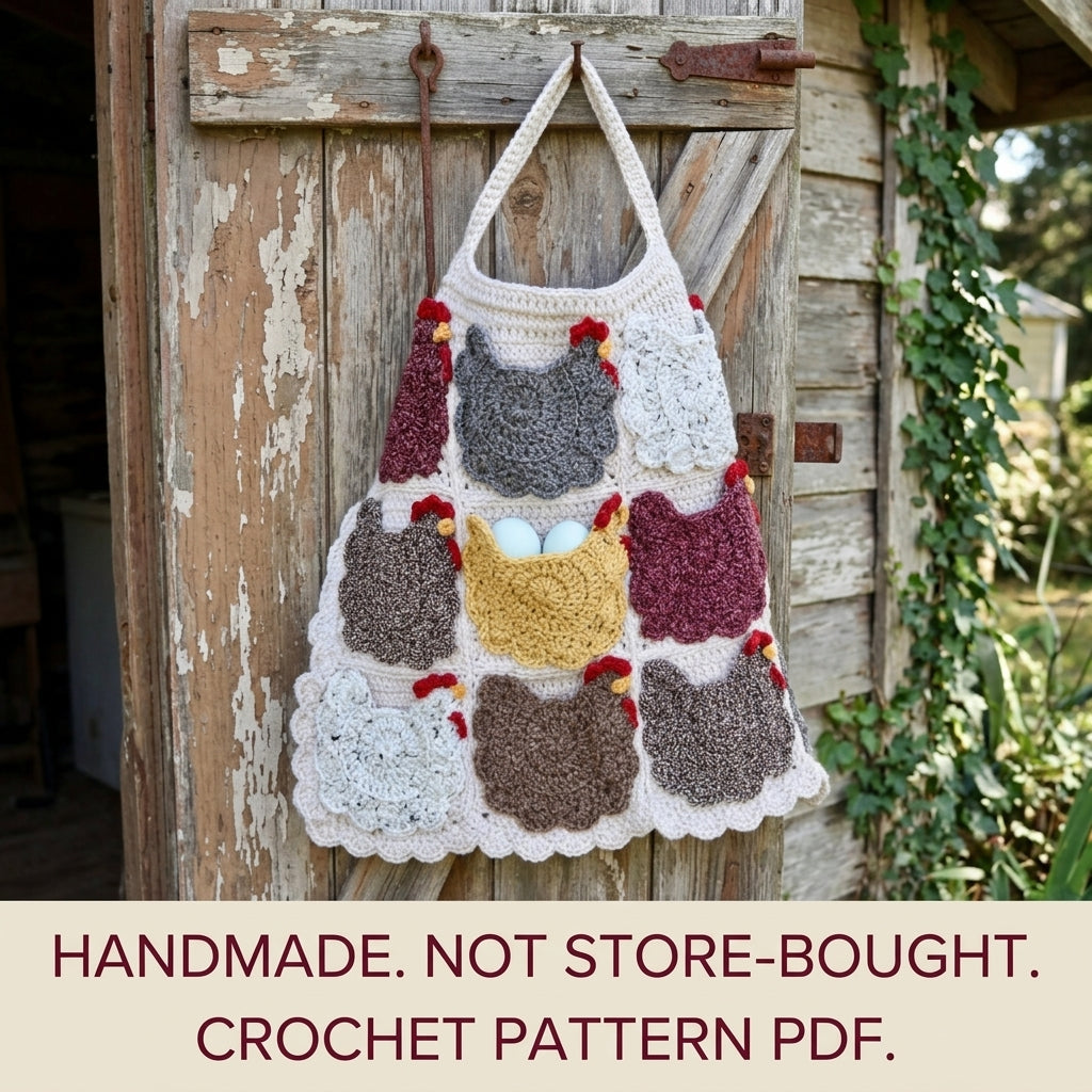 Hen Pocket Egg Apron Crochet Pattern PDF – Chicken Egg Gathering Apron
