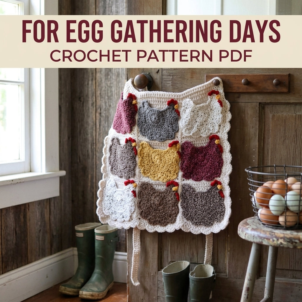Hen Pocket Egg Apron Crochet Pattern PDF – Chicken Egg Gathering Apron