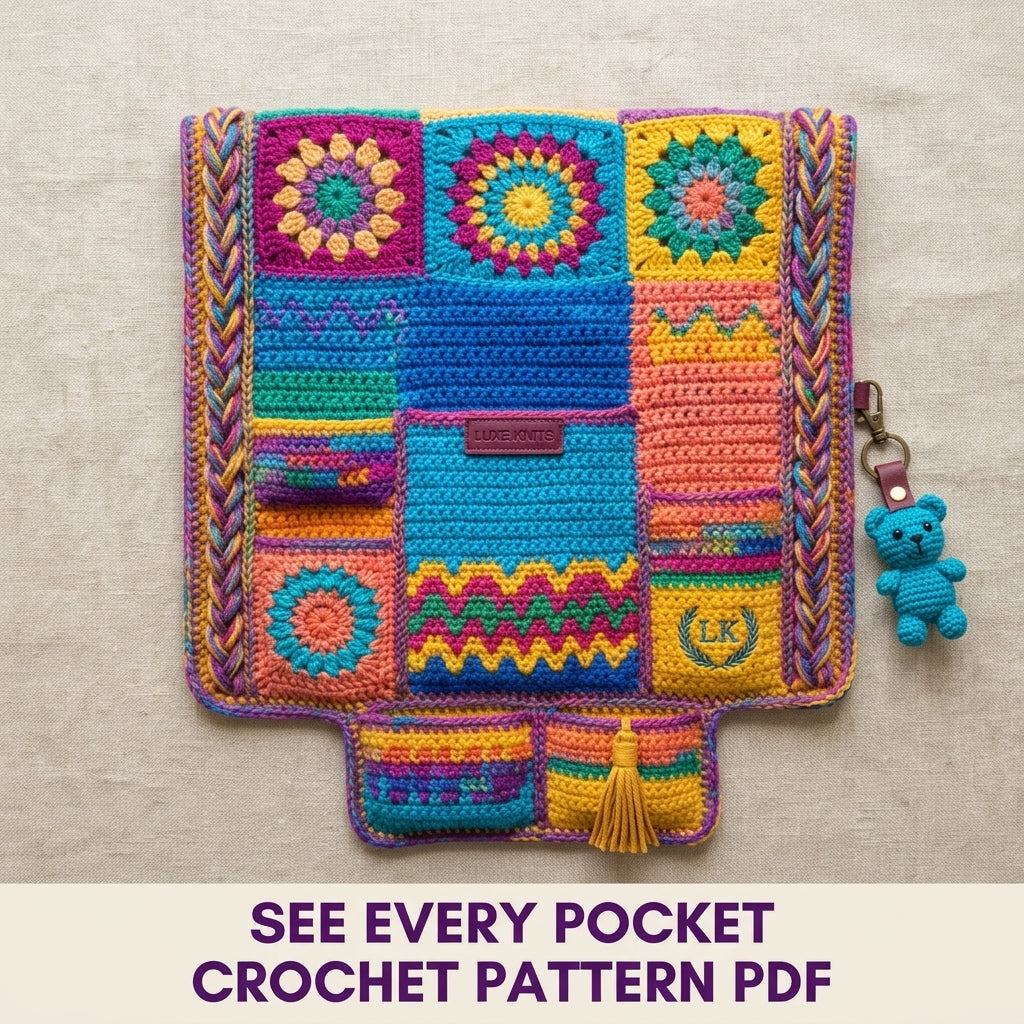 Rainbow Tapestry Armrest Organizer Crochet Pattern PDF – Sofa Caddy