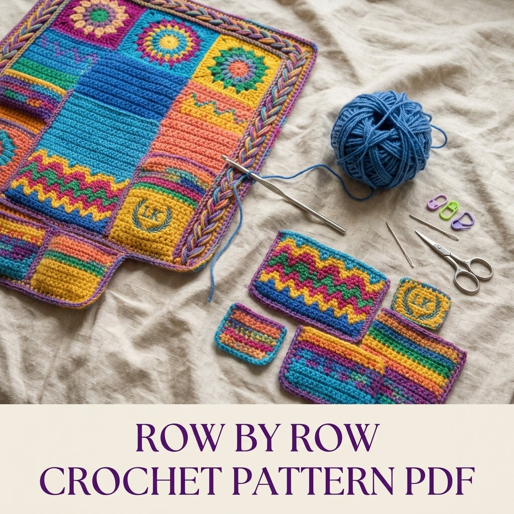 Rainbow Tapestry Armrest Organizer Crochet Pattern PDF – Sofa Caddy