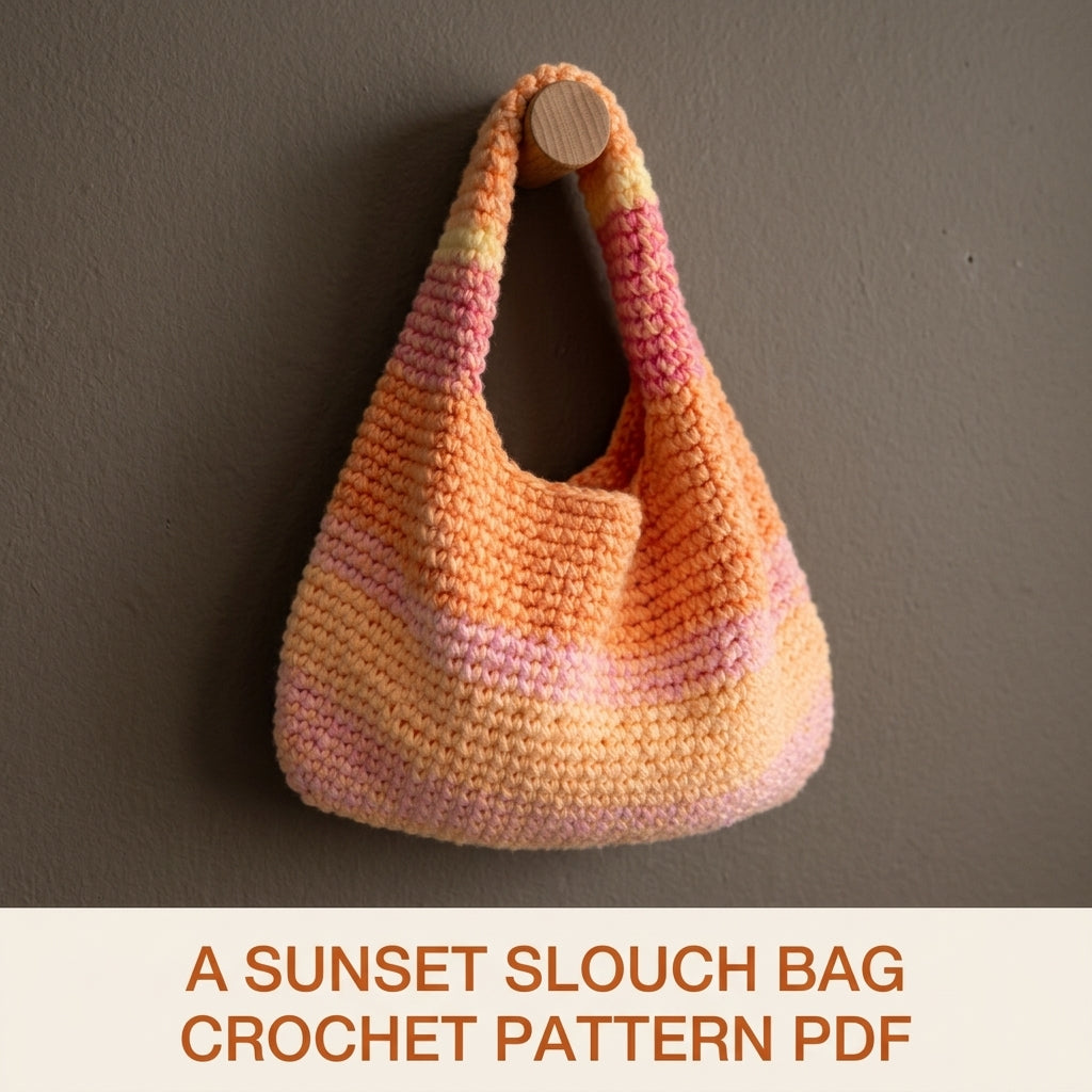 Sunset Slouch Bag Crochet Pattern PDF – Easy Single Crochet Shoulder Bag