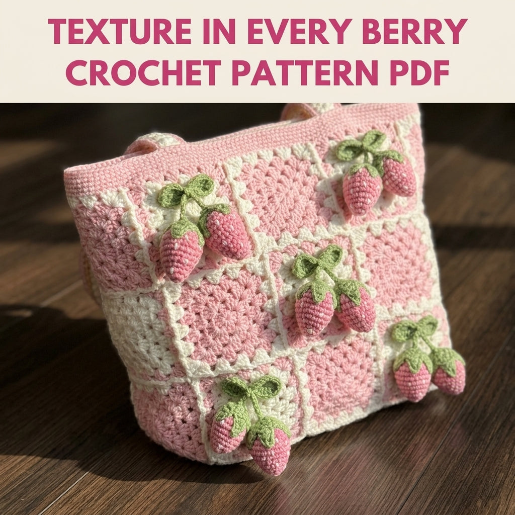 Strawberry Granny Square Tote Crochet Pattern PDF – 3D Strawberry Bag