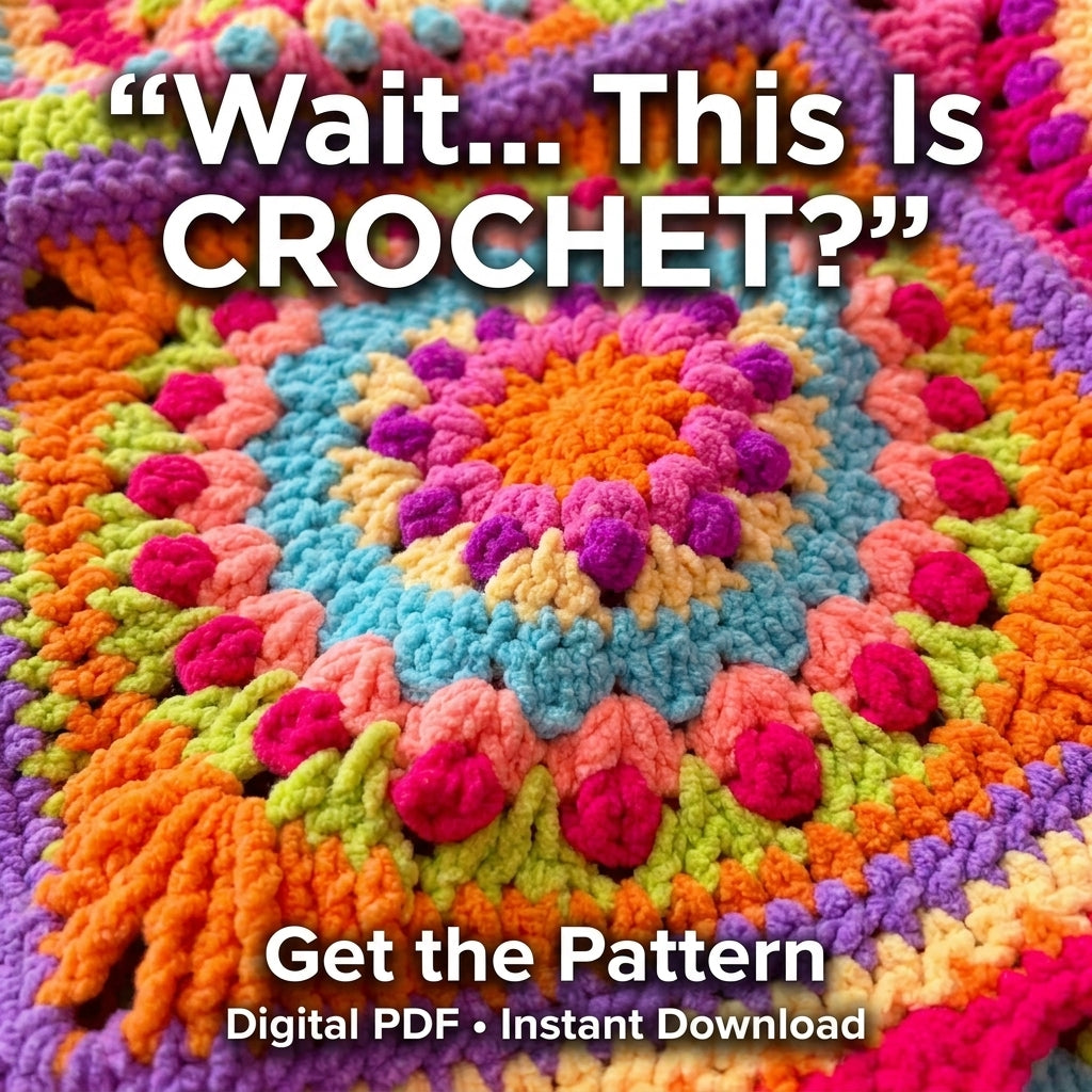 Neon Rainbow Puff Granny Square Blanket Crochet Pattern