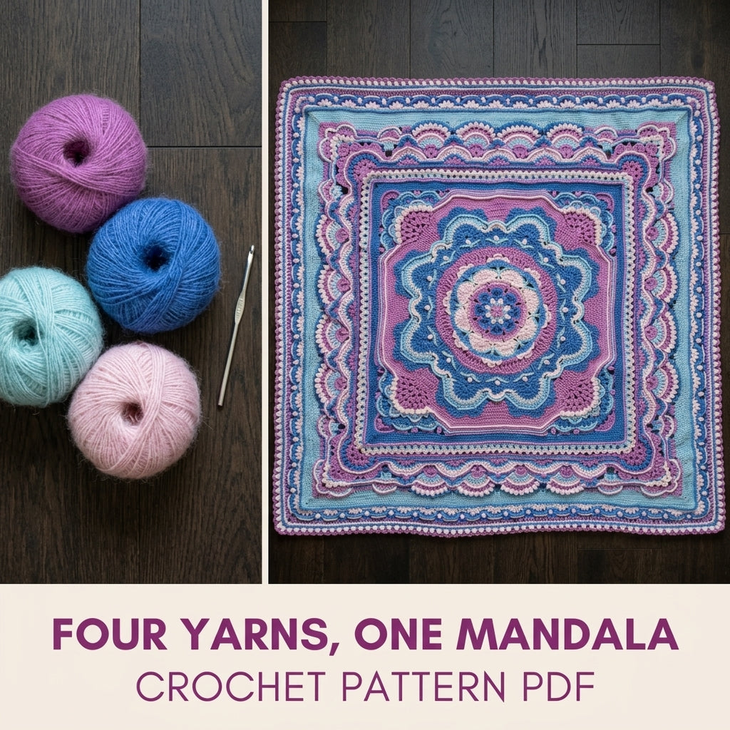Overlay Mandala Blanket Crochet Pattern PDF – Textured Mandala Afghan