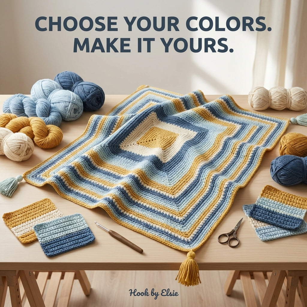 Coastal Stripes Moss Stitch Blanket Crochet Pattern