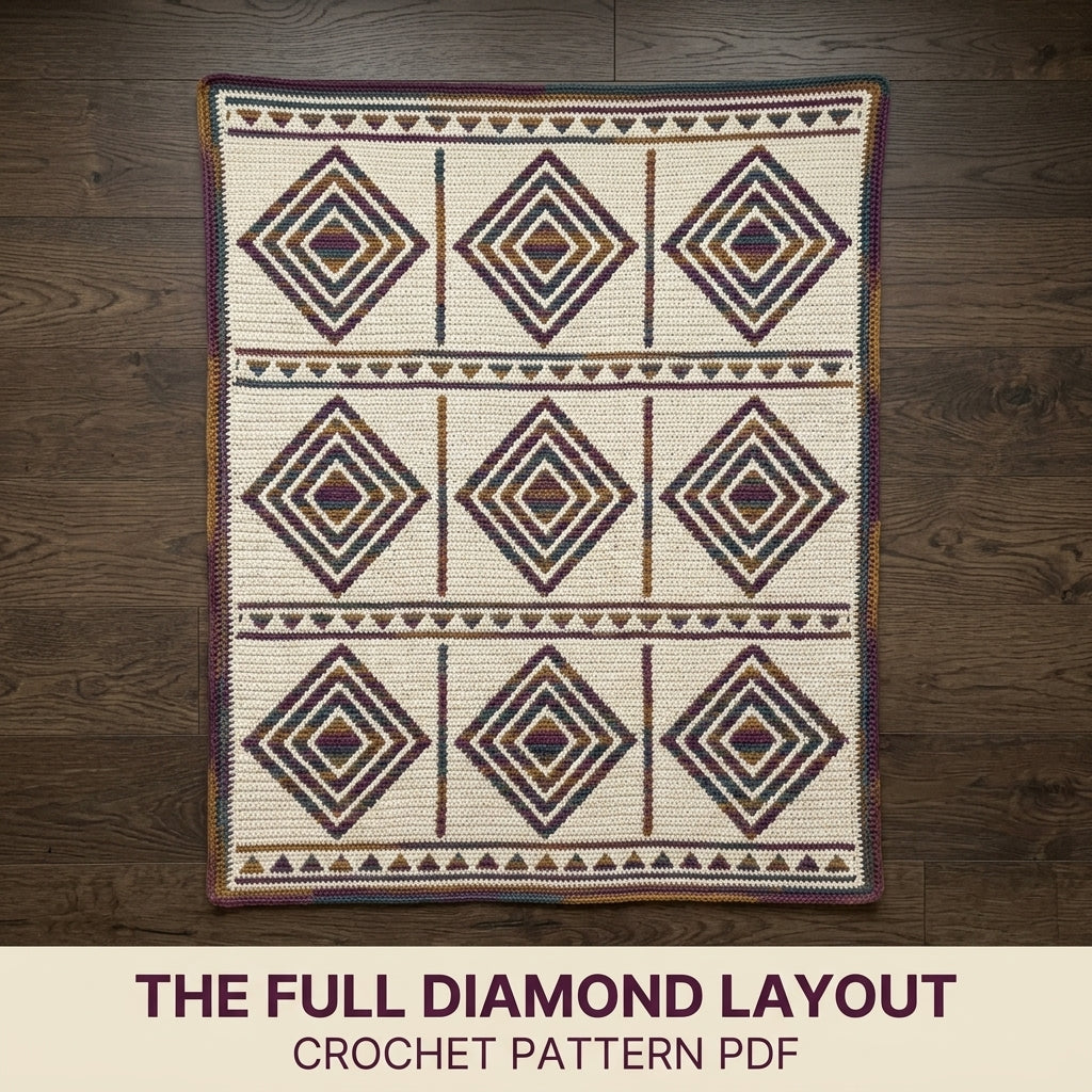 Diamond Mosaic Crochet Afghan Pattern PDF – Modern Geometric Throw Blanket