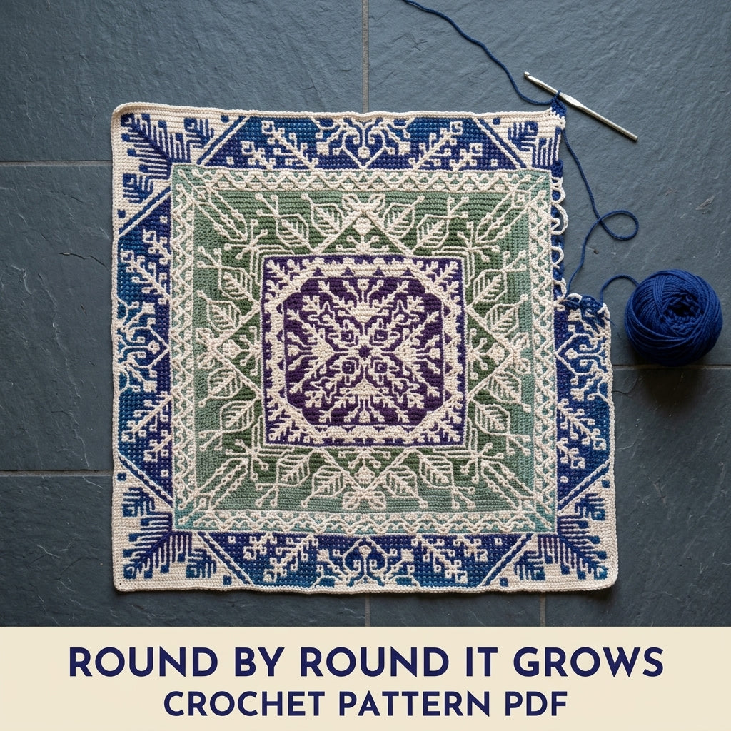Mosaic Medallion Square Blanket Crochet Pattern PDF – Mosaic in the Round Throw