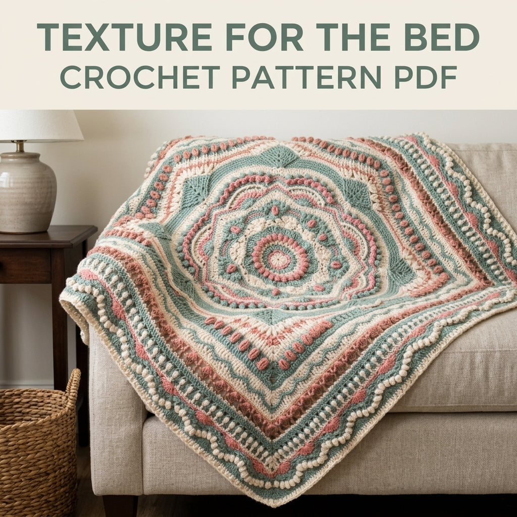 Sage Salmon Overlay Mandala Blanket Crochet Pattern PDF – Textured Mandala Throw