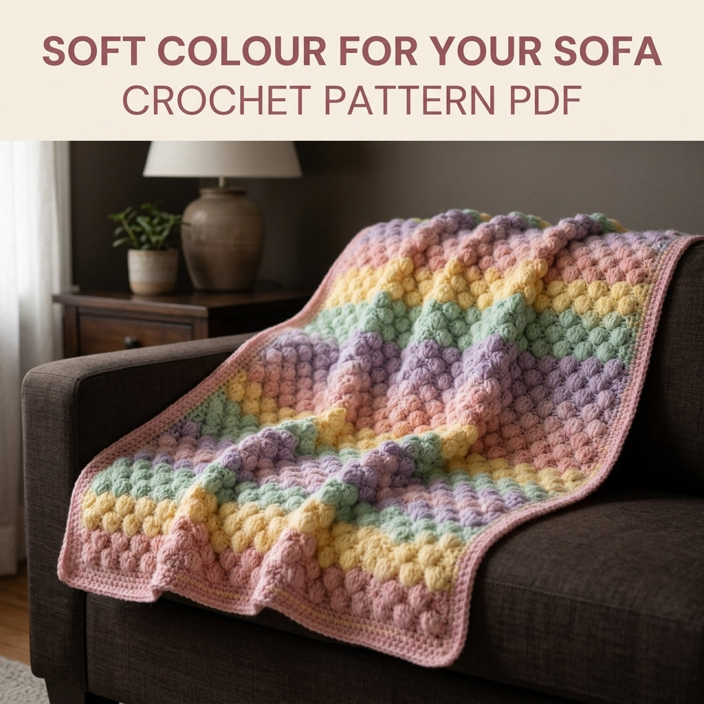 Puff Stitch Crochet Blanket Pattern PDF – Pastel Textured Throw for Beginners