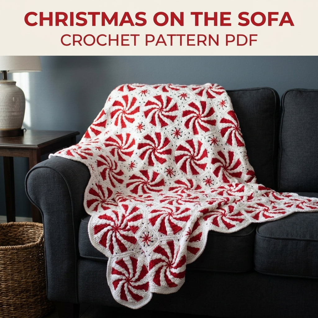 Peppermint Swirl Blanket Crochet Pattern PDF – Christmas Candy Afghan
