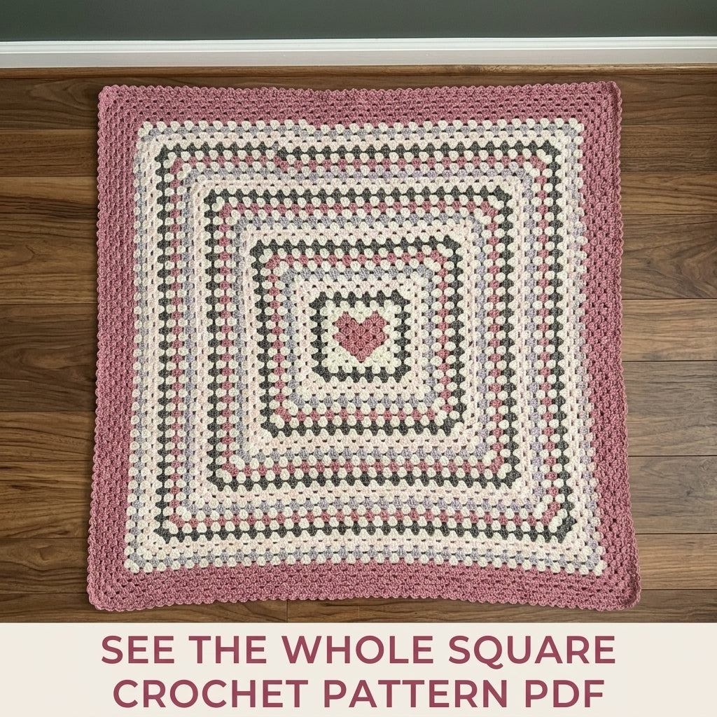 Heart Centre Granny Blanket Crochet Pattern PDF – Giant Granny Square with Heart