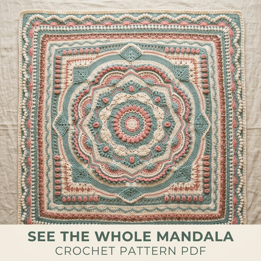 Sage Salmon Overlay Mandala Blanket Crochet Pattern PDF – Textured Mandala Throw