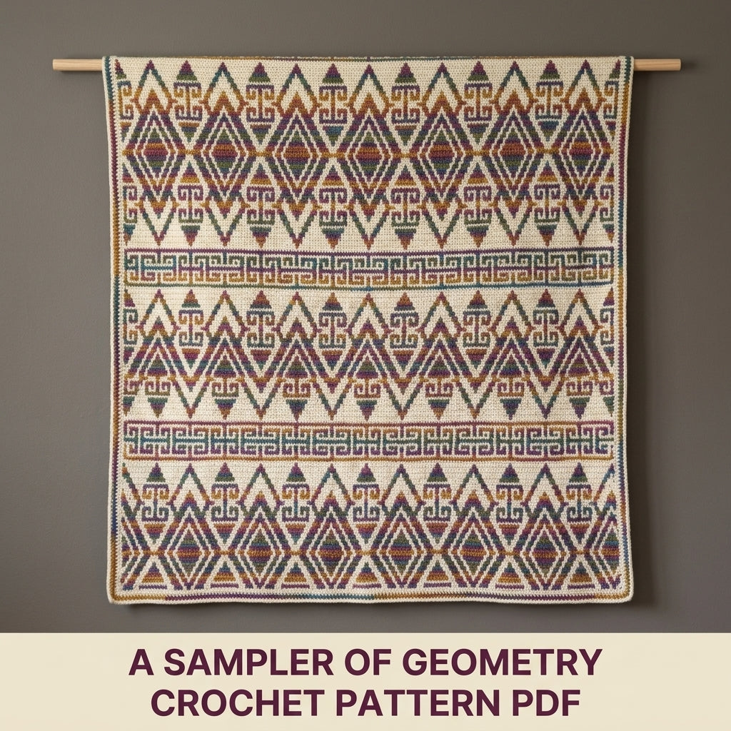 Geometric Mosaic Crochet Afghan Pattern PDF – Multicolour Throw Blanket