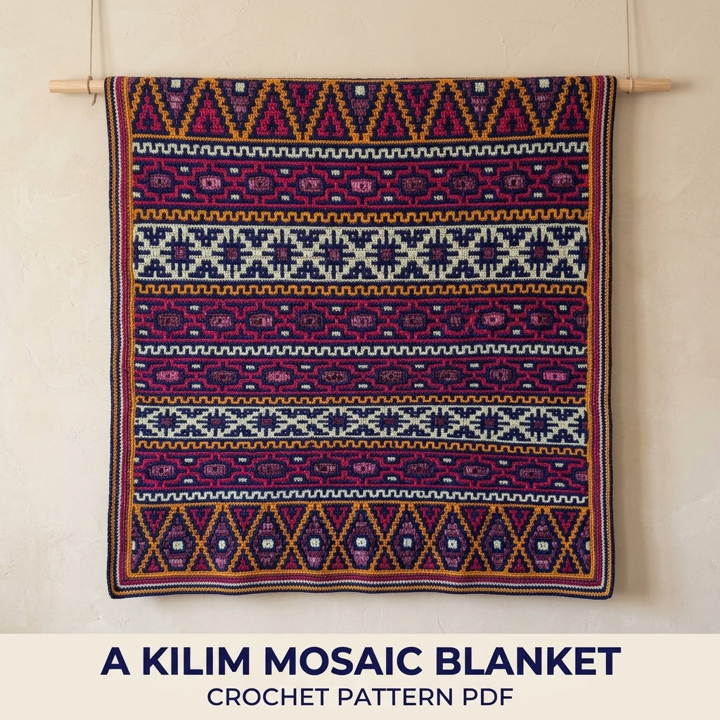 Kilim Mosaic Crochet Blanket Crochet Pattern PDF – Overlay Mosaic Afghan