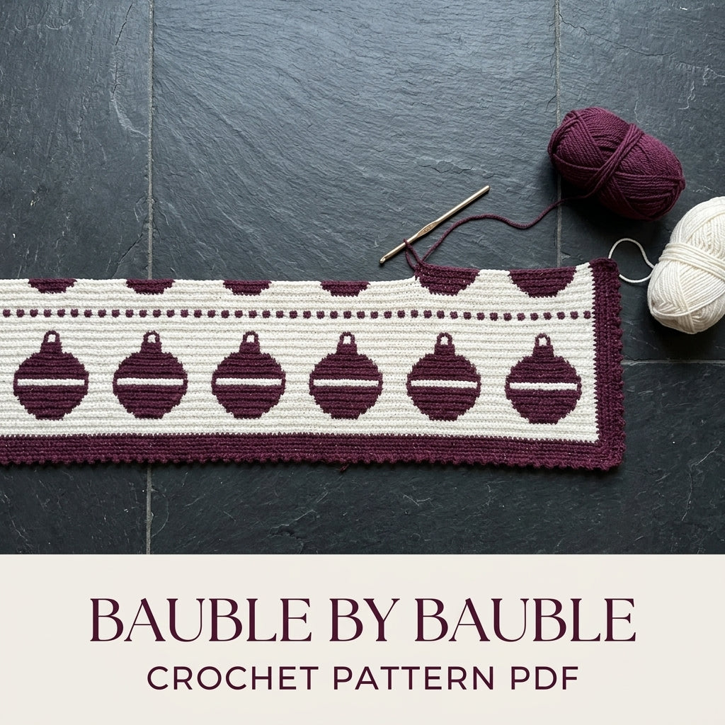 Christmas Ornament Crochet Blanket Pattern PDF – Tapestry Crochet Throw in Plum and White