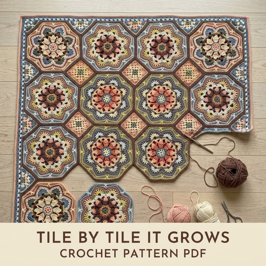 Octagon Mandala Tile Blanket Crochet Pattern PDF – Mandala Motif Afghan